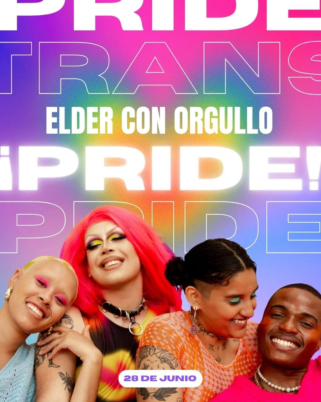 Cartel Pride Trans "Elder con Orgullo · 28 de junio"