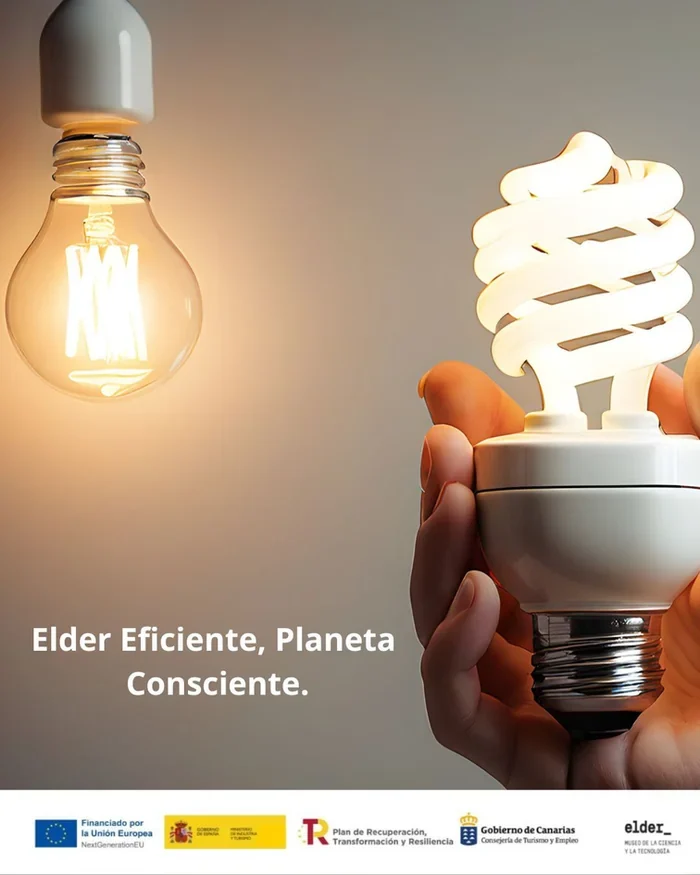 Pieza gráfica con bombilla LED — divulgación eficiencia energética